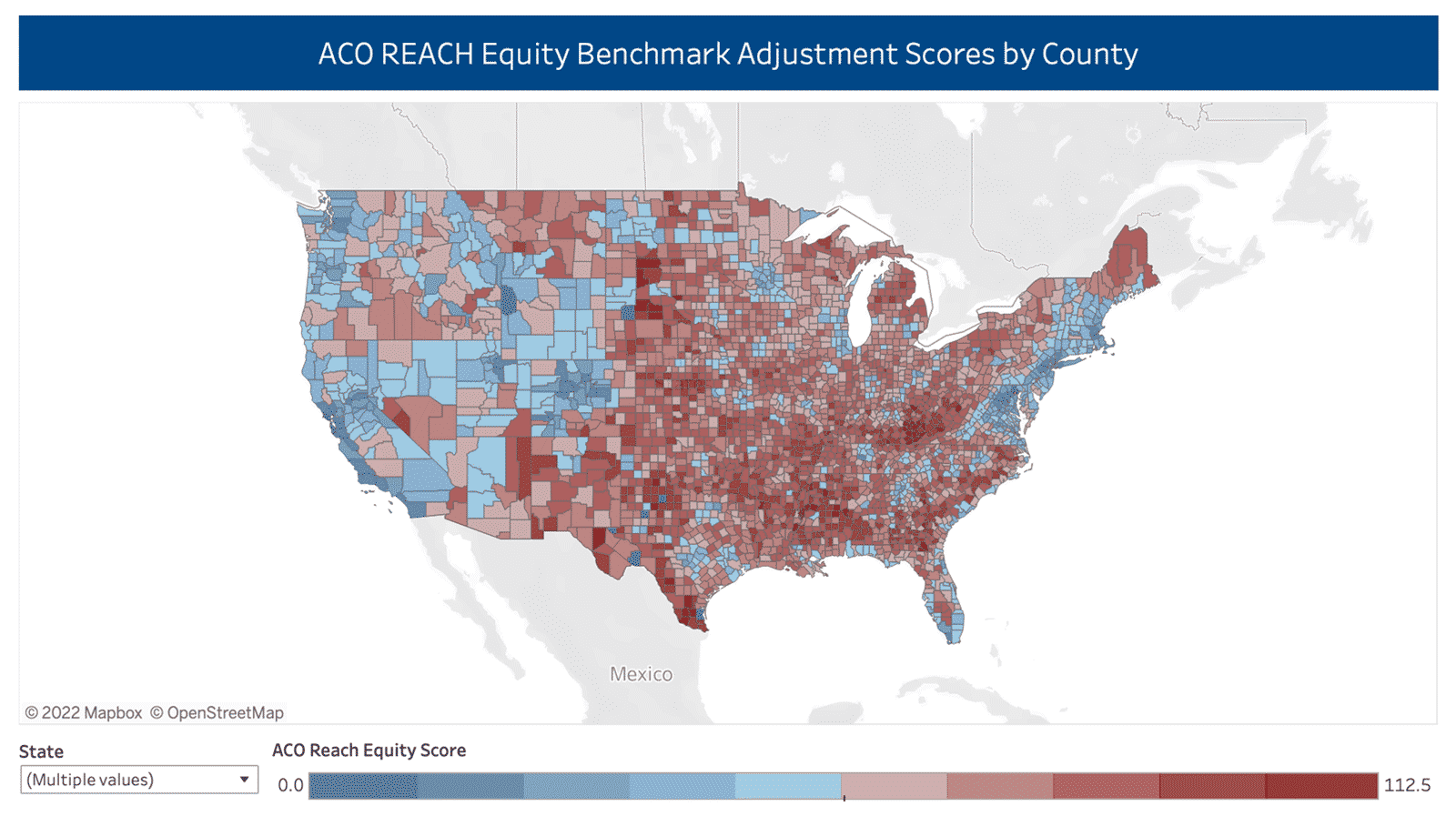 ACO REACH Equity Benchmark Adjustment Scores by County